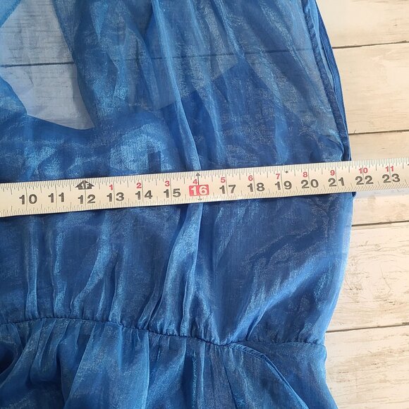 Adelyn Rae Blue Organza Ruffled Dress Sheer Overlay NEW XXL Maxi Fairycore - Picture 6 of 8